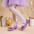 thumbnail image 3 of Zapatos de Vestir para Niñas DREAM PAIRS Mary Jane con Tacones Bajos y Brillo Morado, 3 of 7