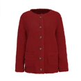 thumbnail image 2 of UTTOASFAY Women Casual Plus Size Plush Sweater Pockets Outerwear Buttons Cardigan Coat Red 8(L), 2 of 9