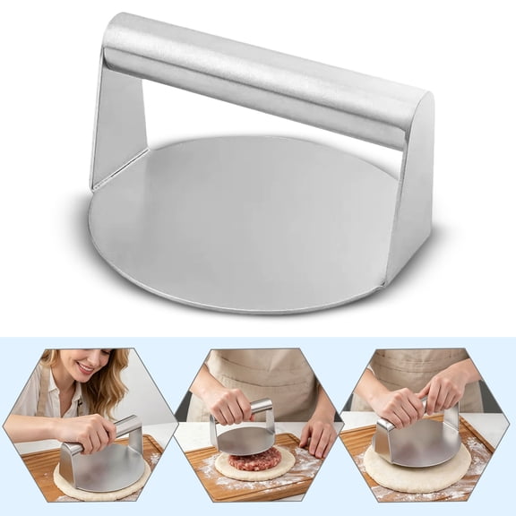 5.5 Inch Smash Burger Press, Round 304 Stainless Steel Hamburger Smasher, Flat Grill Press for Griddle, BBQ, Indoor & Outdoor Cooking
