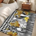 thumbnail image 5 of 2.7x5 Washable Area Rug, Farm Non-Slip Rectangle Rug for Bedroom Bedside, Retro Farmhouse Donkey Pig Cow Sunflower Leaf Wood Fence Black Plaid Indoor Floor Mat for Home Decor, 5 of 9