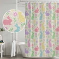 thumbnail image 5 of Happy Easter Shower Curtain, Waterproof Shower Curtains for Bathroom, Spring Colorful Bunny Floral Rustic Burlap Washable Fabric Bathtub Curtain Set Bath Decor with 12 Hooks 48"x72", 5 of 8