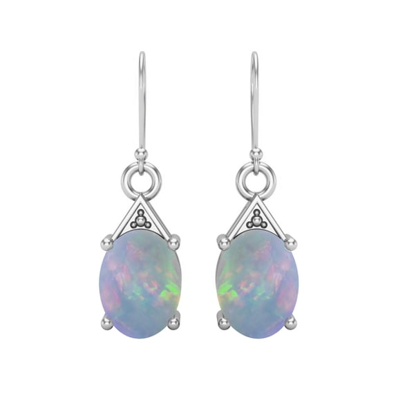 Mooneye 8x6 mm Oval Opal 925 Sterling Silver Dangle Women Wedding Earrings