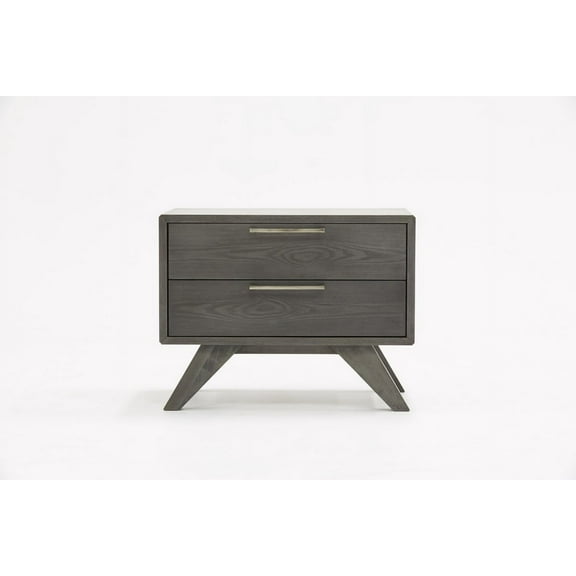 Modern Gray Wash Nightstand with Two Drawers