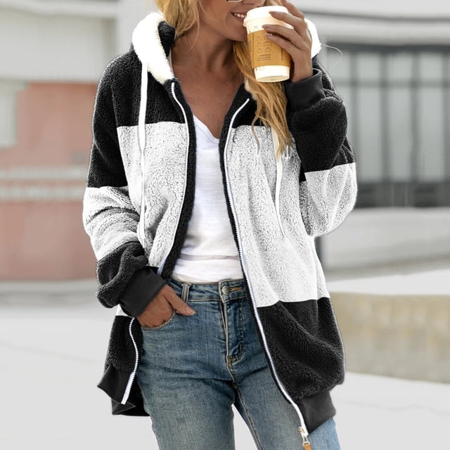 Puntoco Moda Mujer Cremallera Cuello en V Jersey tops Blusa de manga larga con capucha Sudadera Puntoco Puntoco-2233