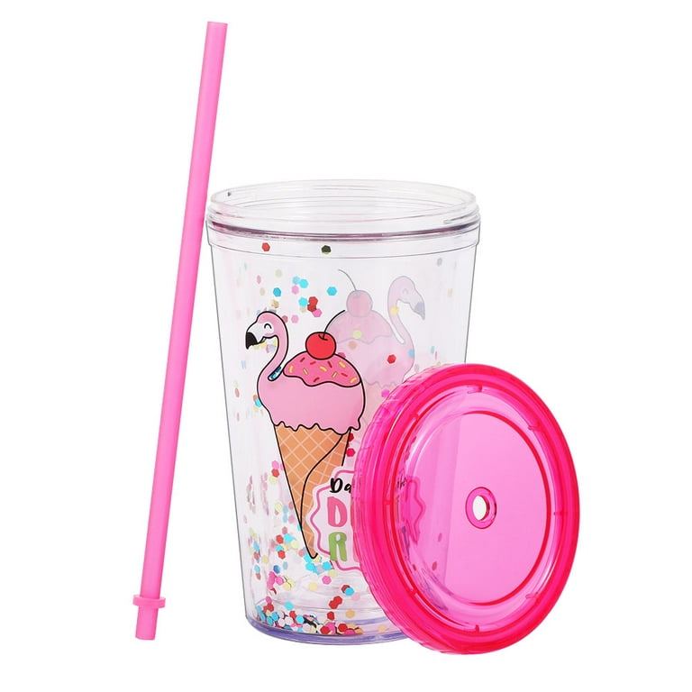 Home Tune Cute Tumbler with Lid and Straw Double Wall Insulated Acrylic Cup  for Girls Boys Kids, 18oz/550ml (Airplane & Truck)