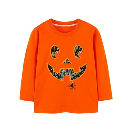

Otqutp Round Neck Blouse for Baby Toddler Boys and Girls Sweater Autumn/Winter Pumpkin Print Long Sleeve Round Neck Top Party Birthday Halloween(Orange 2-3 Years)