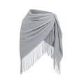thumbnail image 5 of Breezora Women Lace Wrap Skirt with Tie Waist Scarf Belt Asymmetrical Layered Hem Flowy Boho Beach Style, 5 of 5