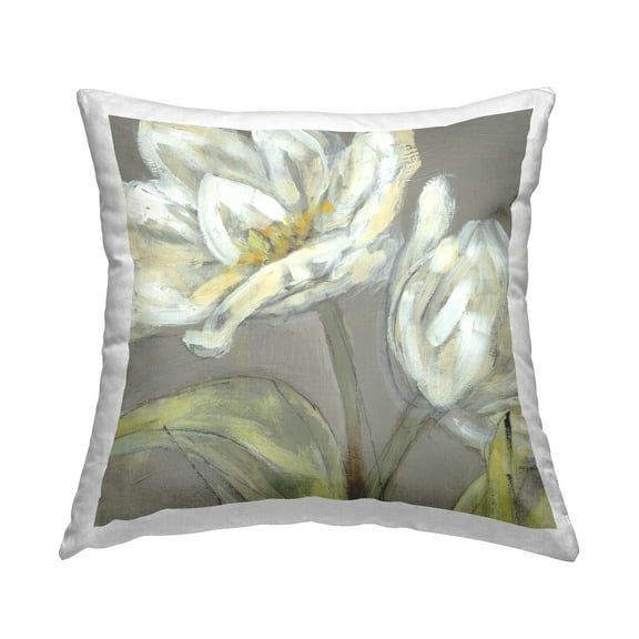 Stupell Industries Tulip Flower Petals Green Grey Painting Country Multi-Color,18 x 7 x 18 Decorative Pillows