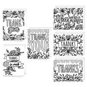 Canopy Street Thank You 4 7/8" x 3 1/2" Note Cards with Envelopes, Coloring Thanks, 24 Count