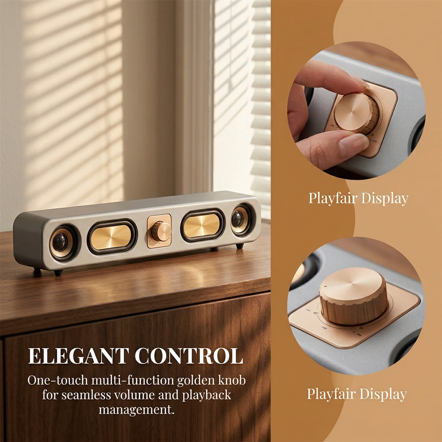 Dazone Retro Bluetooth Speaker, Vintage Wood Wireless Speaker with 10W Stereo Sound, Portable Mini Speaker for Office, Bedroom, Cafe, Gray