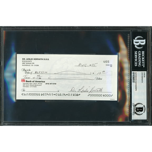 Les Horvath Autographed 3x6 Check Ohio State Buckeyes Beckett BAS #10380532