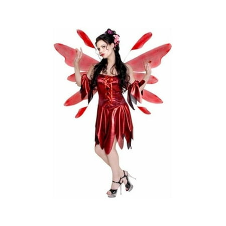 Adult Red Nymph Fairy Costume w/ Wings