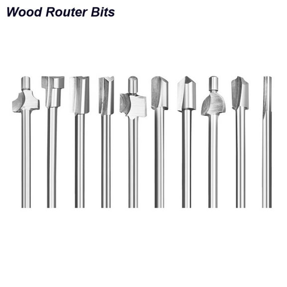 10Pcs Hss Router Bits Wood Cutter Milling Fits Dremel-Rotary Tool Set 1/8\" 3Mm Shank Carpentry Router Bits For Rotary Tools Diy