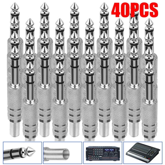 40X 1/4'' 6.35mm Audio Plug TRS Stereo Female Jack Socket Metal Spring Connector