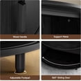 thumbnail image 6 of 31.5 Inch Round Coffee Table, Mid-Century Modern Coffee Table wtih Storage, Fluted Coffee Table with Adjustable Footpads, 360° Rotating Sliding Door, Center Table for Living Room (Black), 6 of 9