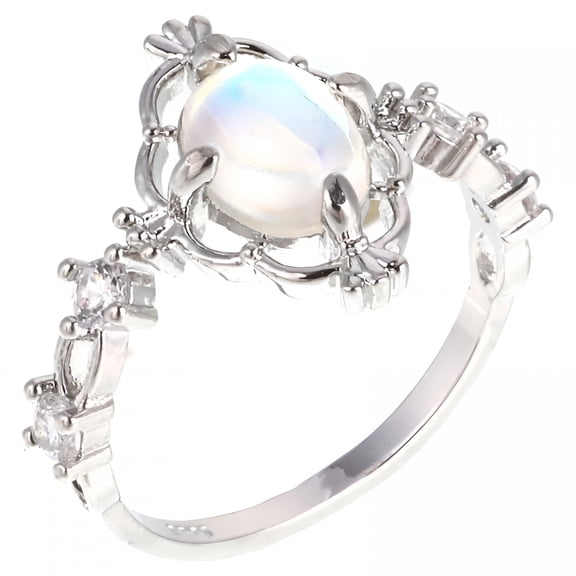 DESIGNICE Moonstone Rings for Women Vintage Tibetan Ring Water Drop White Stone Ring Female Fashion Jewelry