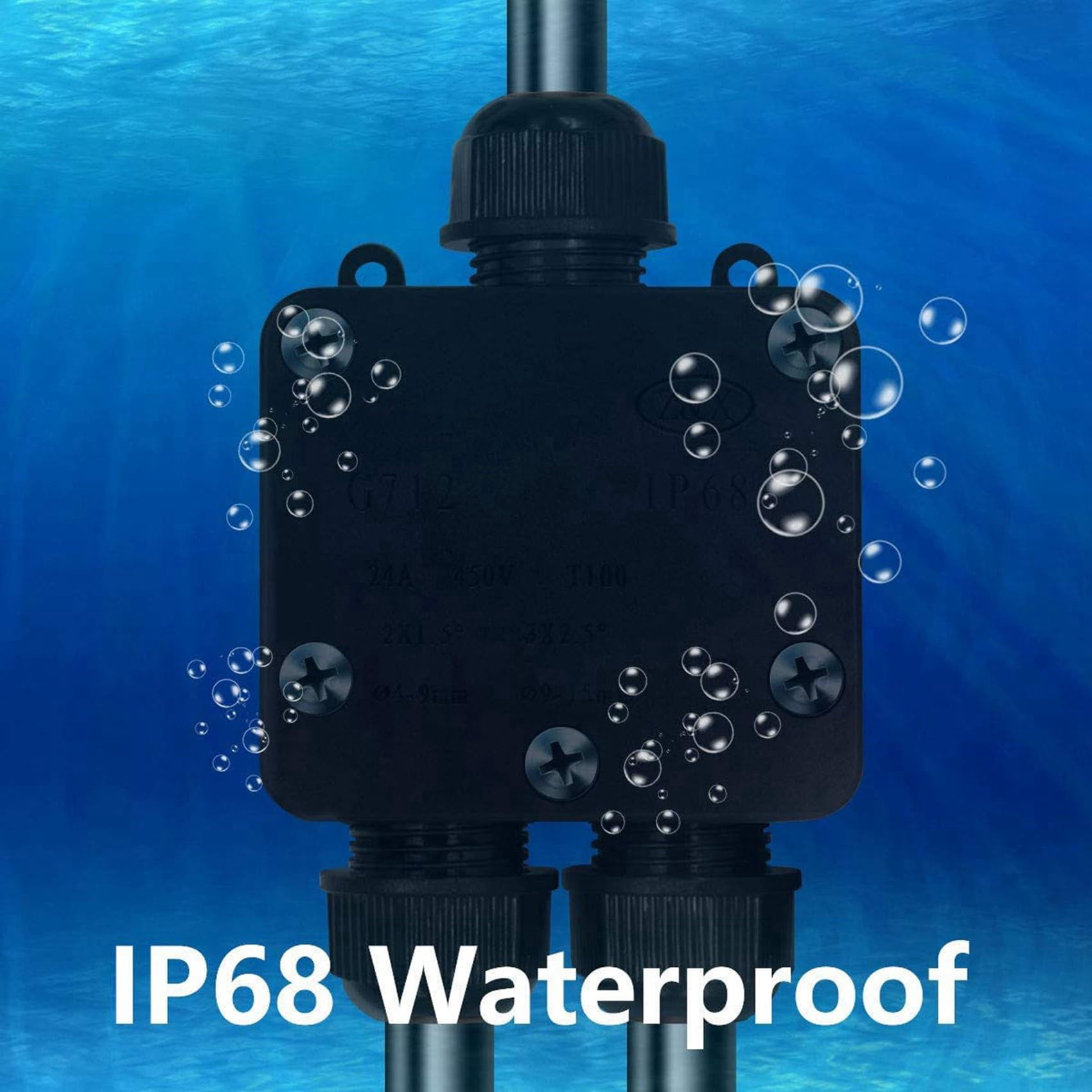 5X Waterproof Junction Box IP68 Outdoor Gland Electrical Junction Box with 3 Cable Connector for 4-15 mm Diameter Cable
