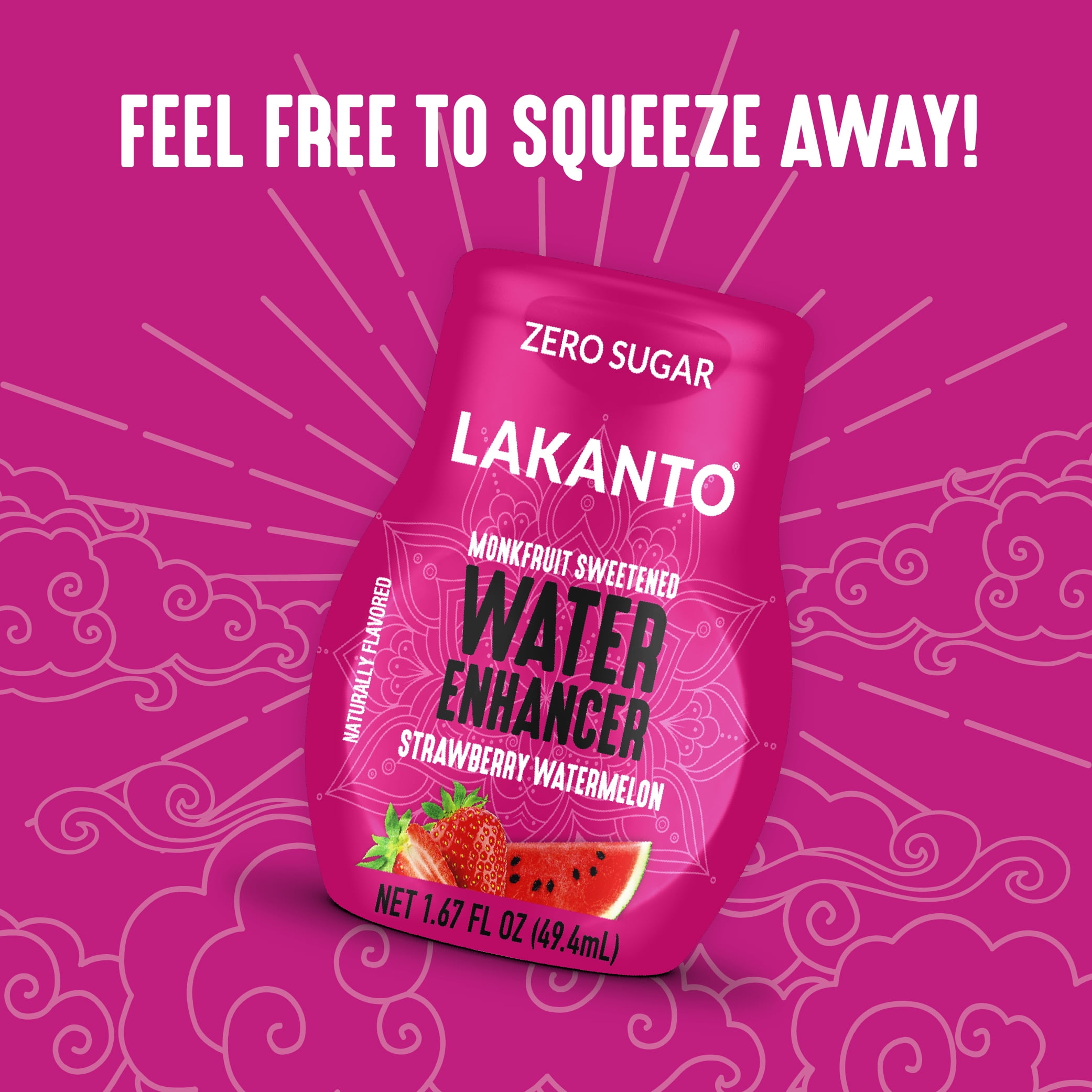 Lakanto Sugar Free Water Enhancer - Sweetened with Monk Fruit Sweetener and Erythritol, On the Go Liquid Hydration, Zero Sugar, Naturally Flavored - Strawberry Watermelon (1.67 fl oz - Pack of 6)