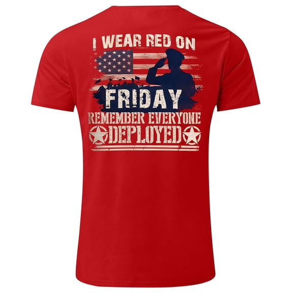 TrendOFT T Shirts for Man Red Veteran Memorial Graphic Print Short Sleeve Crew Neck Loose Patriotic Summer Casual Mens Shirts Red L