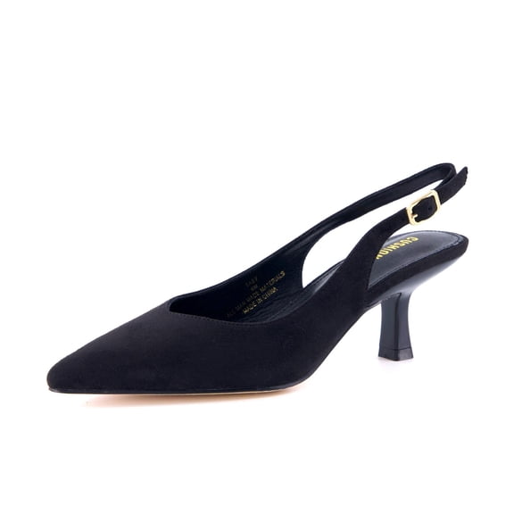 Cushionaire Saby Slingback Kitten Heels for Women, Pointed Toe Pumps with Adjustable Ankle Strap for Casual Dressy Wear