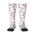 thumbnail image 1 of Fotbe Pink Butterflies (2) Calcetas Divertidas Estampadas para Hombre y Mujer, Calcetas de Algodón hasta la Rodilla para Caminar, Correr, Enfermería y Embarazo, 1 of 6