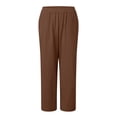 thumbnail image 4 of KPOPLK Cargos Pants Women Low Waist Short Jeans Pants for Women Ladies Capri Pants Pull On Stretch Summer Linen Pants for Women 2024 Home Pants Women Cotton Size S,Coffee, 4 of 8
