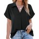 thumbnail image 5 of Fiudx Ofertas Relámpago Blusas Lisas con Cuello En V para Mujer, Camiseta Informal con Hombros a Mangas, Top con Cuello Vuelto, 5 of 5