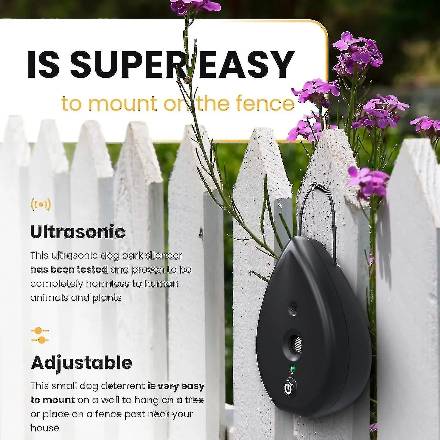 Anti Bark Device 75 Feet Range Ultrasonic Dog Silencer 3 Level Waterproof Outdoor Bark Box