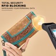 thumbnail image 4 of Montana West Wristlet Wallet for Women Western Floral Tooled Cowhide Large Trifold Purse with ID Window, Brown-Turquoise, 4 of 6