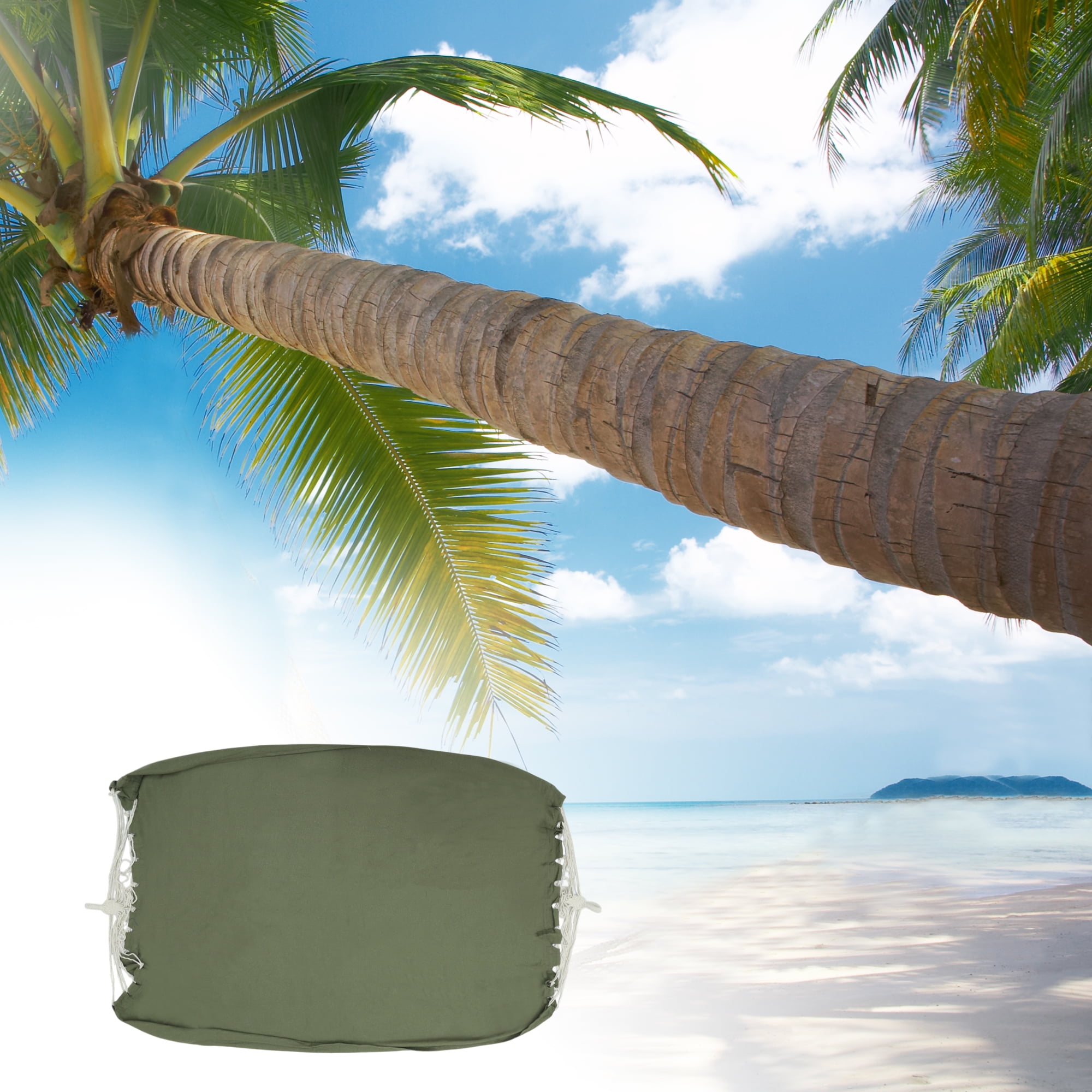 Unique Bargains 1 Pc Durable Double Canvas Hammock for Outdoor 118.11" Length Green