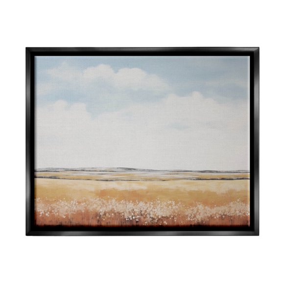 Stupell Industries Abstract Countryside View Landscape Painting Black Floater Framed Canvas Art Print Wall Art, 21 x 17