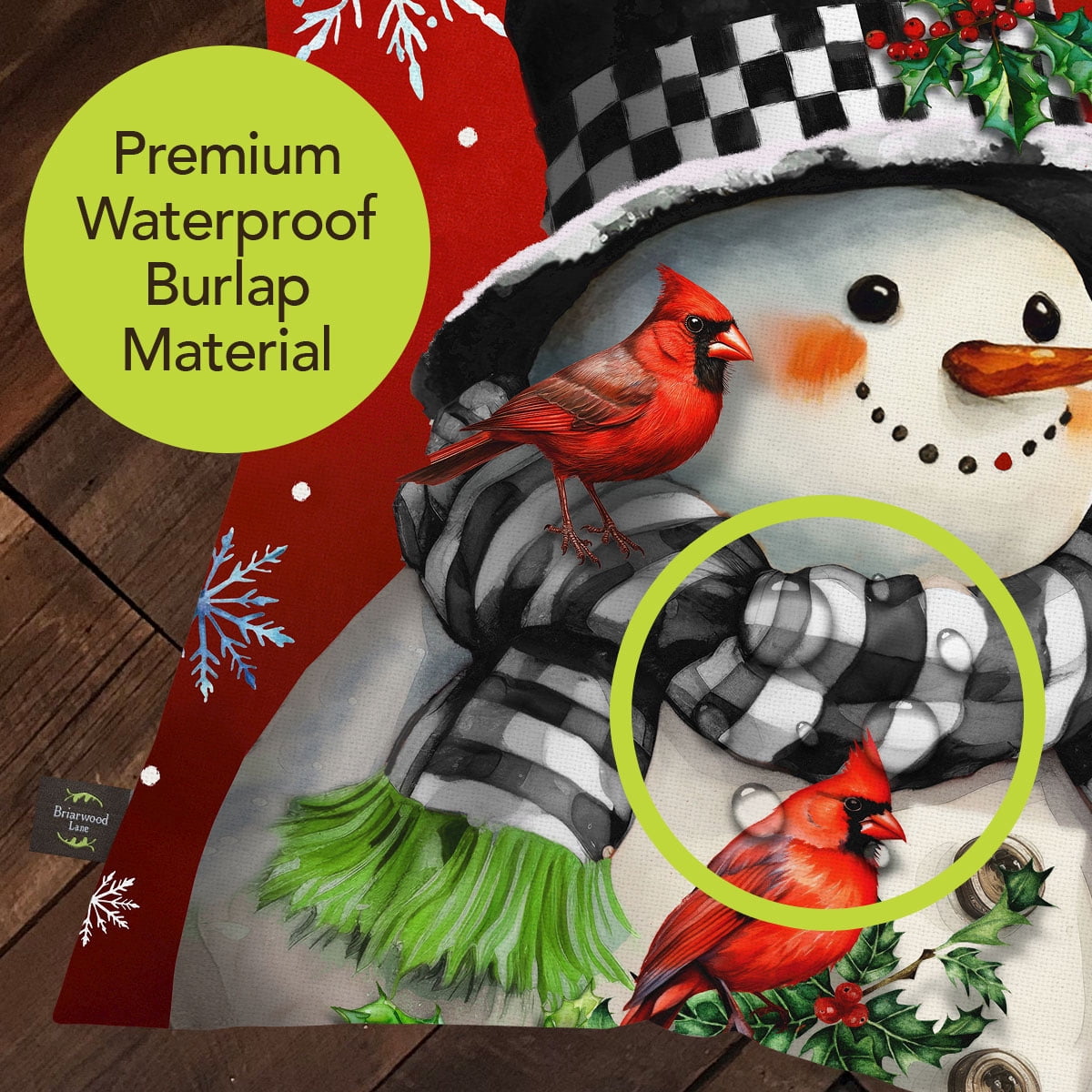 Briarwood Lane Winter Indoor/Outdoor Pillow 17x17 Snowman With Cardinals For Winter Pillow