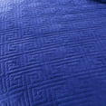 thumbnail image 4 of JML Plush Poly-Velvet Quilt Set  Geometric Pattern Quilted Bedspread with Ruffles Blue Queen 3 Piece, 4 of 5