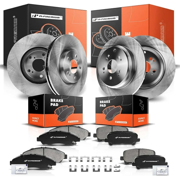 A-Premium Front Vented & Rear Solid Disc Brake Rotors   Ceramic Pads Kit Compatible with Honda and Acura Models - Pilot 2009-2015, MDX 2007-2013, ZDX 2010-2013, 12-PC Set