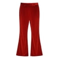 thumbnail image 2 of ZHOGXU Kids Girls Velvet Pants High Waist Solid Color Wide Leg Soft Stretch Comfortable Elegant Flared Trousers For Casual Daily Wear And Party,Red,9-10 Years, 2 of 8