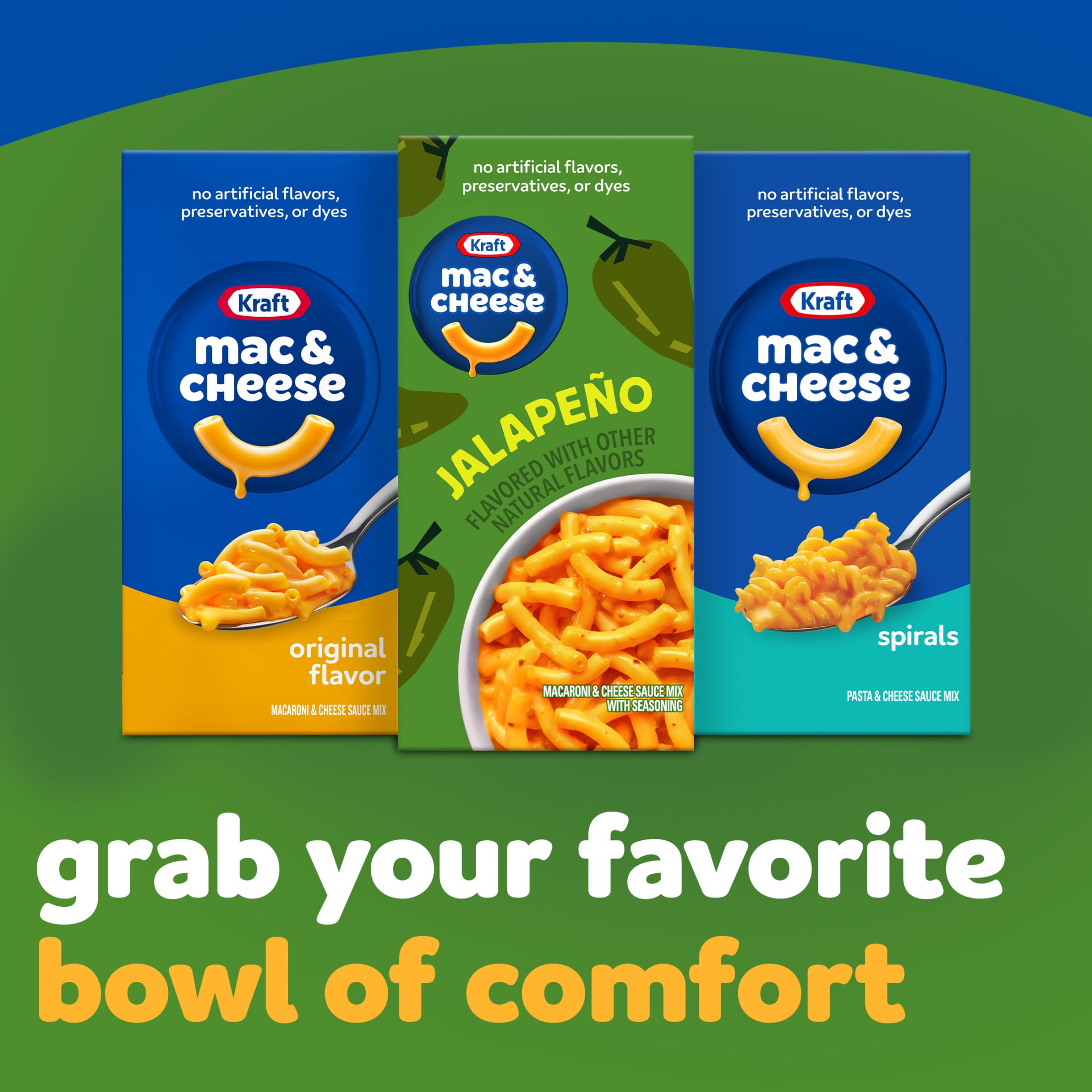 Kraft Mac and Cheese, 1 Box, for Easy Dinner or Dinner Sides, Jalapeño Flavored with Other Natural Flavors, No Artificial Flavors, Preservatives or Dyes, 7.25 oz
