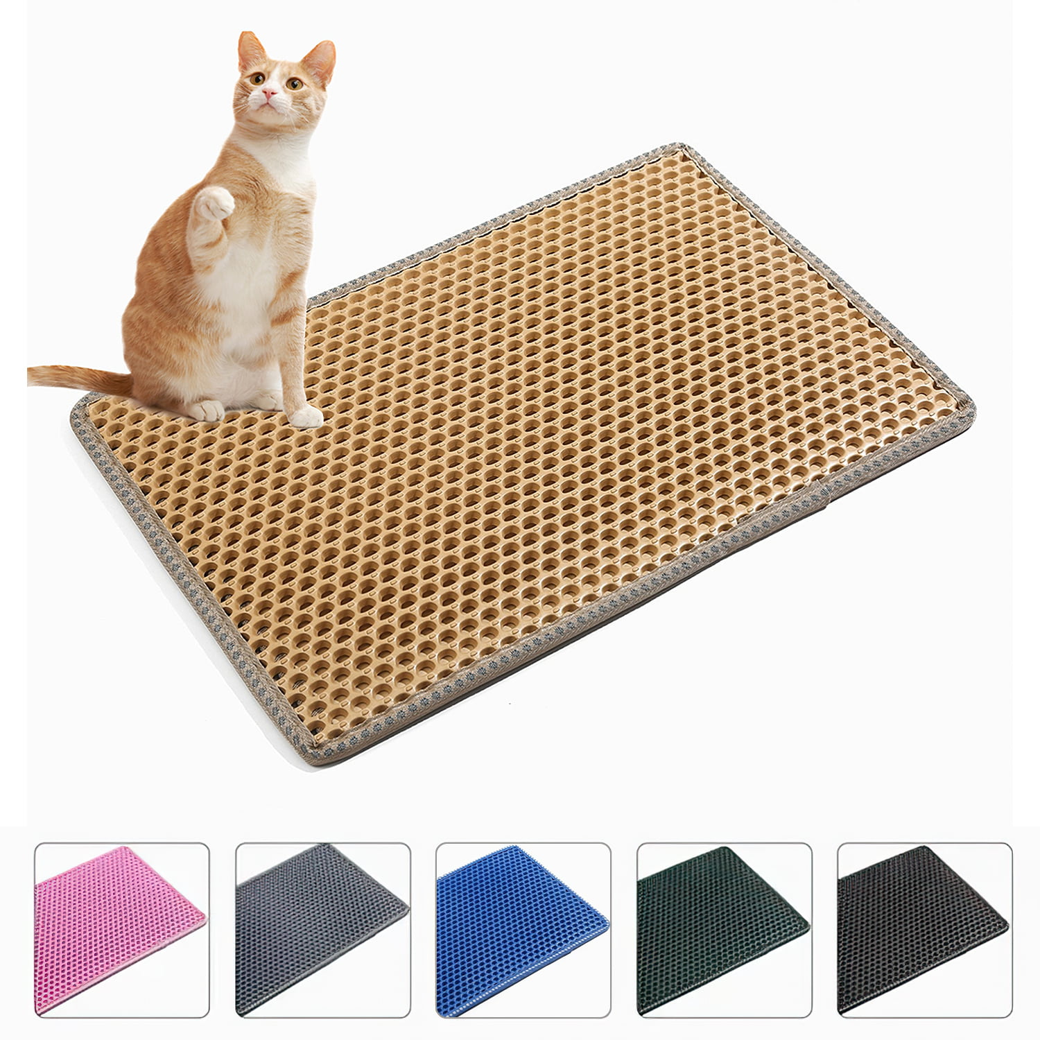 PUPTECK Extra Large Cat Litter Mat - Durable Kitty Trap Litter Box Mats 47  x 36 - No Phthalate, Water Resistant, Easy Clean