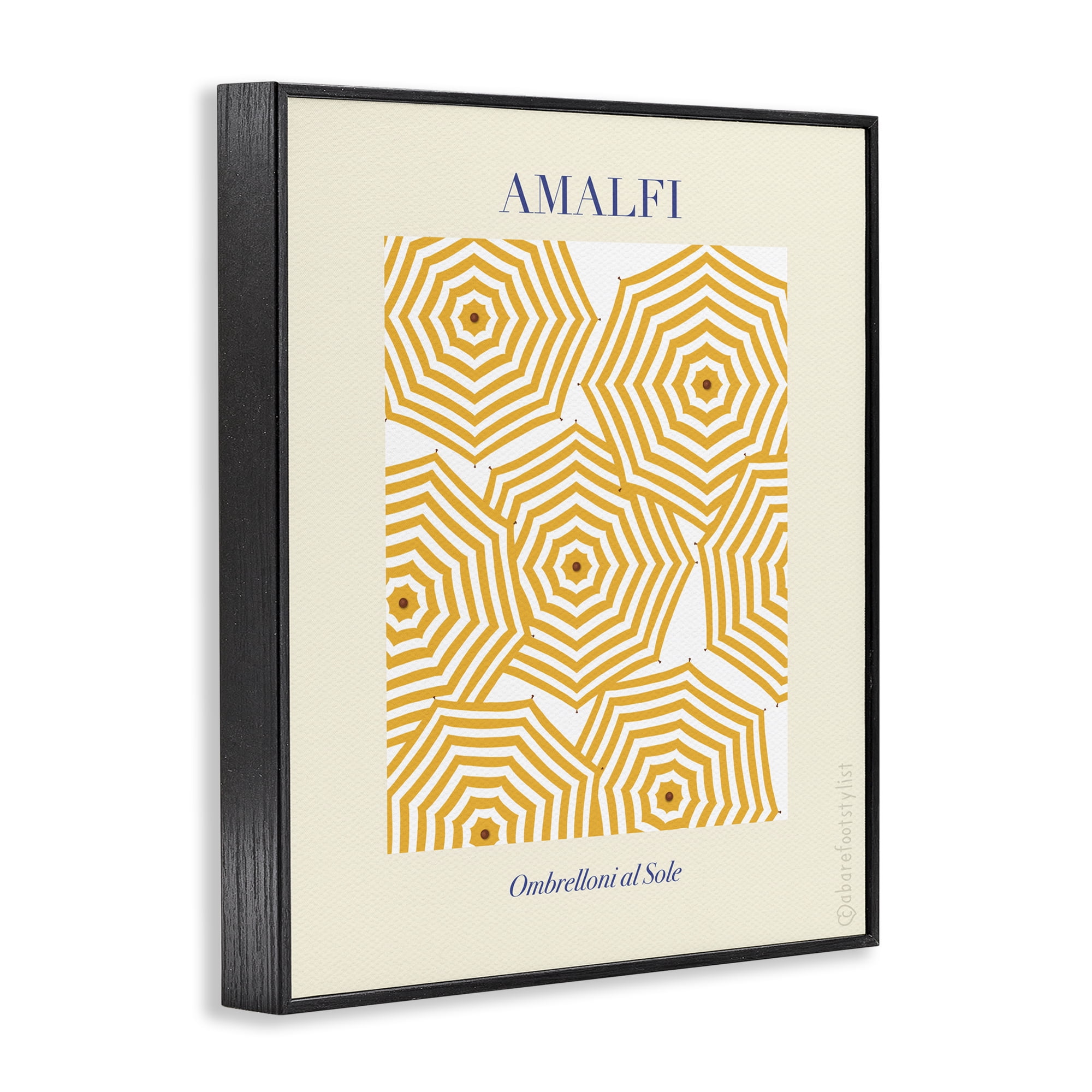 Stupell Industries Yellow Amalfi Umbrellas Black Framed Giclee Art, design by A Barefoot Stylist