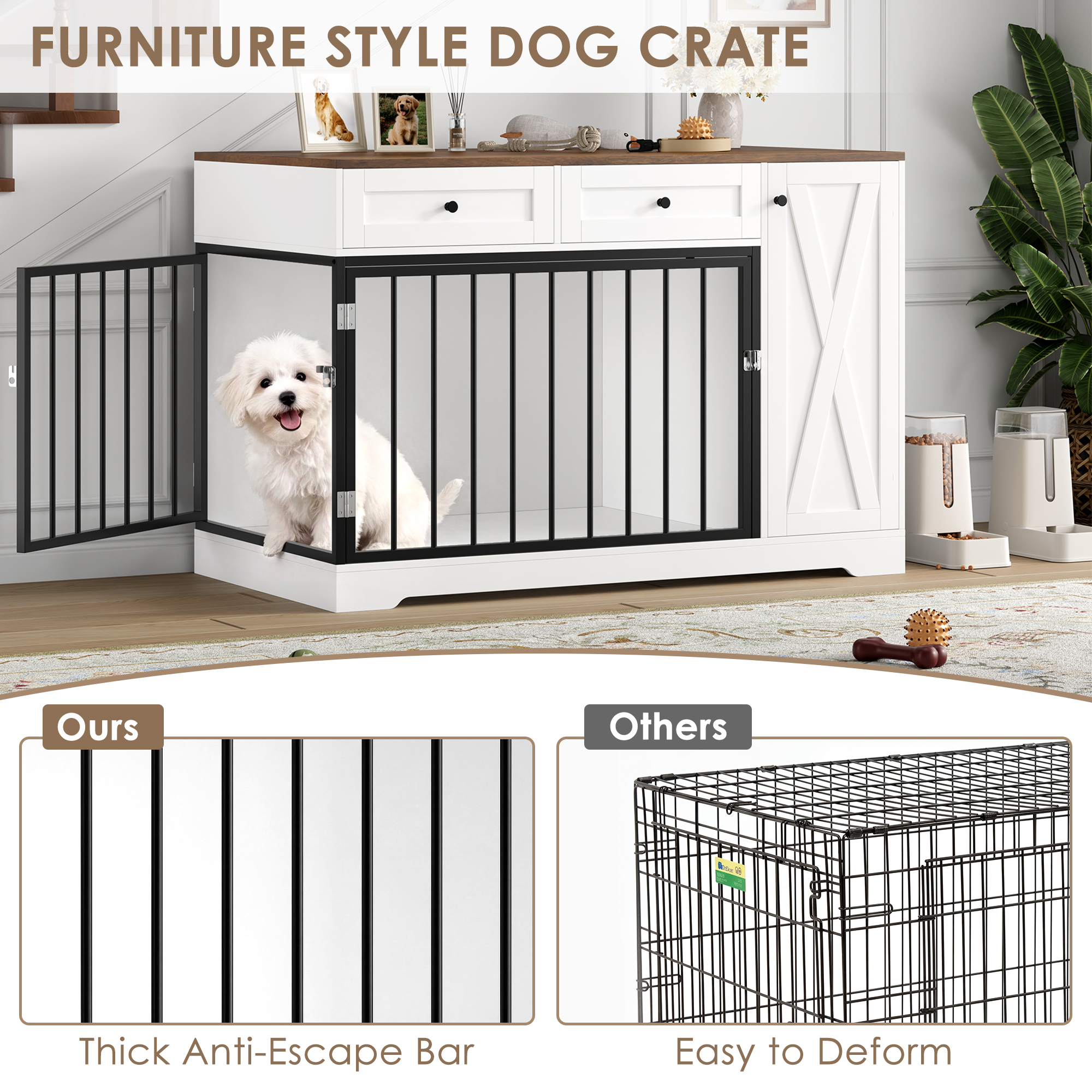 Homfa Dog Crate Furniture with Storage Cabinet photo 6