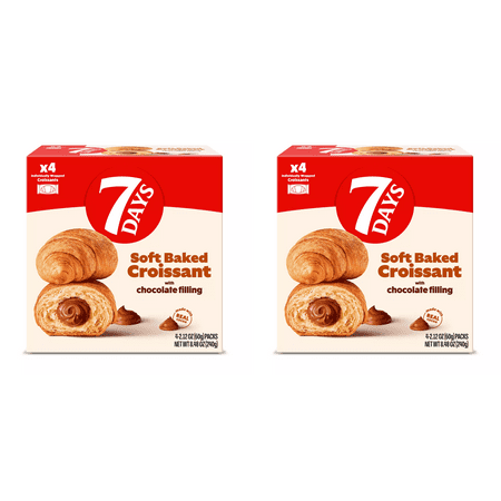 7 Days Chocolate Cream Filling Soft Croissants 4 ct pack of 2 Chocolate Croissants Soft Croissants 7 Days Croissants Cream Filling Pack of 2