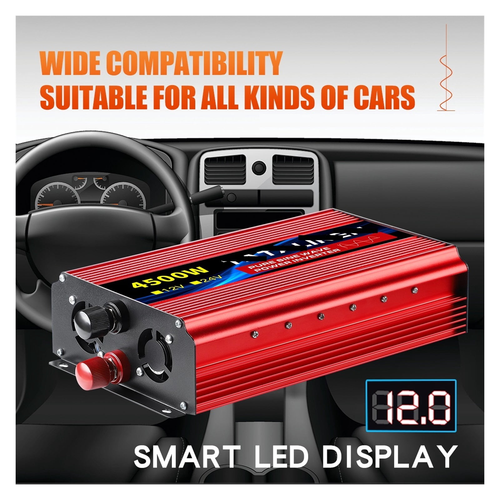 Pure Sine Wave Inverter 12V 24V To 220 1600W 2500W 3500W 4000W DC To AC Voltage Converter 12 220 Mini Car Power Supply ,Portable Design