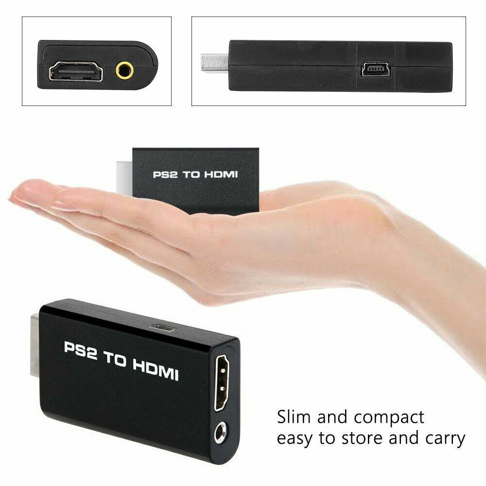 PS2 to HDMI Video Converter Adapter with 3.5mm Audio Output for HDTV Monitor Black