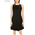 thumbnail image 4 of BadPiggies Womens Sleeveless A-line Dress with Pockets Cotton Swing Summer Beach Casual Loose Dress (M, Black), 4 of 7