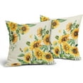 thumbnail image 3 of Spring Summer Sunflower Square Pillow Covers 18X18 Inch Yellow Flower Butterfly Plant Seasonal Decorative Linen Pillow Cases Set of 2 Farmhouse Home Decor for Sofa Couch Cushion Outdoor, 3 of 6