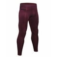 thumbnail image 2 of Toptie Men's Compression Pants, Zipper Pocket Sports Leggings, Base Layer Workout Pants-Maroon-M, 2 of 6