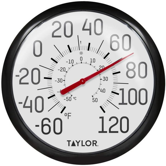 Taylor 6700 13-1/4" Black & White Big & Bold Dial Thermometer