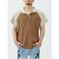 thumbnail image 3 of Musuos Men Summer Corduroy T-Shirt Contrast Color 1/3 Button Short Sleeve Tops Casual Pullover, 3 of 9