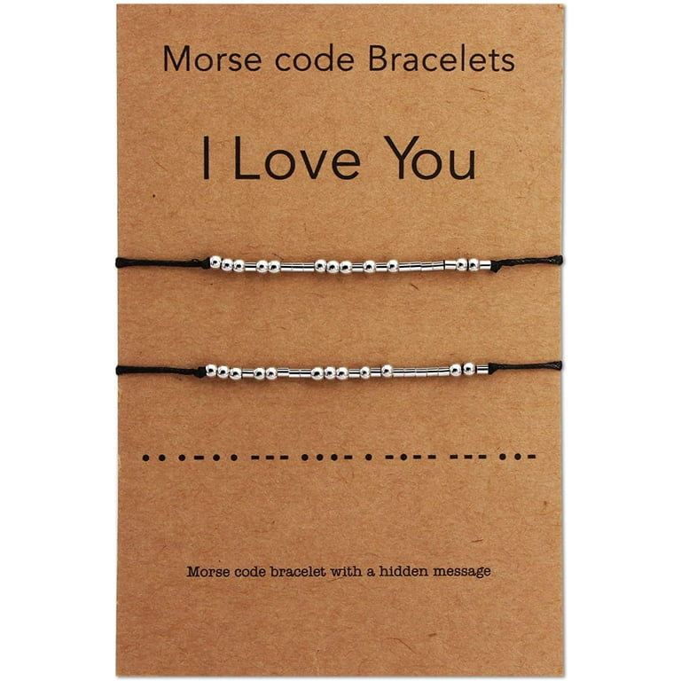 Morse Code Secret Hidden Message I Love You Card Friendship Couple Bracelet  Gift