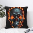 thumbnail image 4 of Fuzoiu Flame Metal Skull Print Square Pillow Cover,Hidden Zipper Design,Luxury Square Pillow Case, Throw Pillow,Couch Cushion-20"x20", 4 of 7