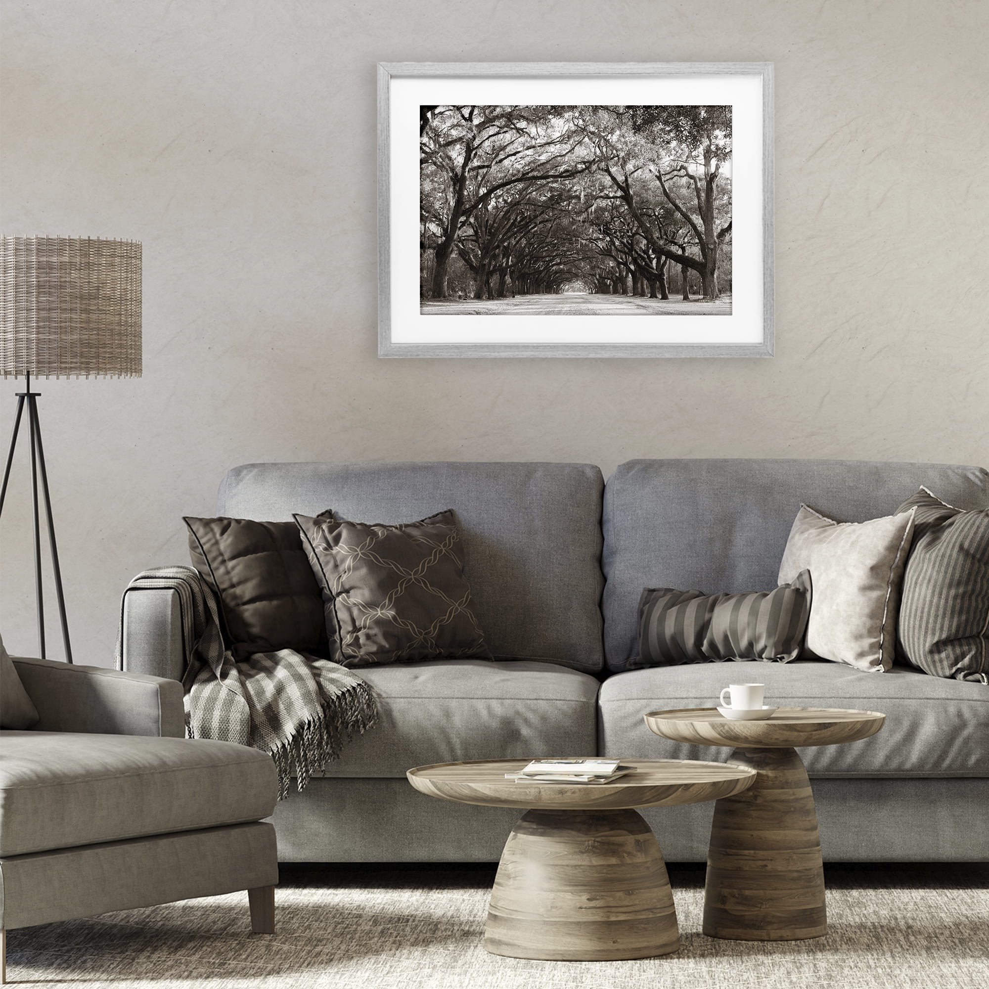 Stupell Industries Georgia Stroll Tree Tunnel Gray Framed Print Under Glass, design by Nathan Larson